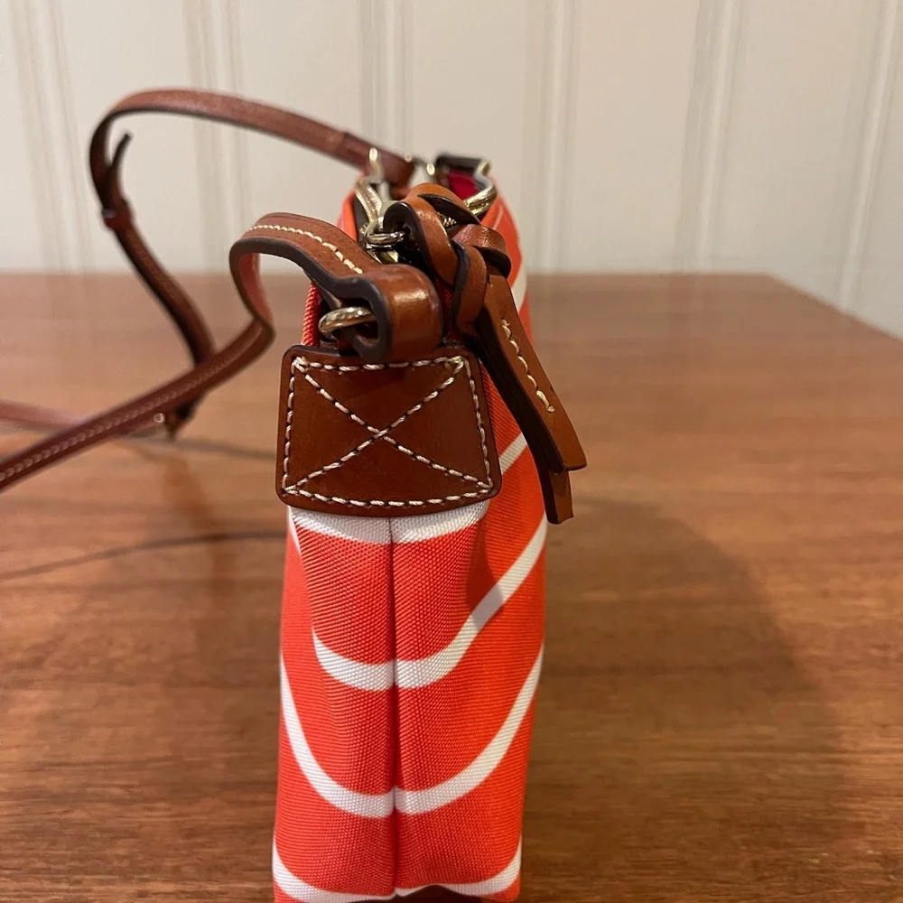 Dooney & Bourke Crossbody Bag Purse Striped Orange & White
